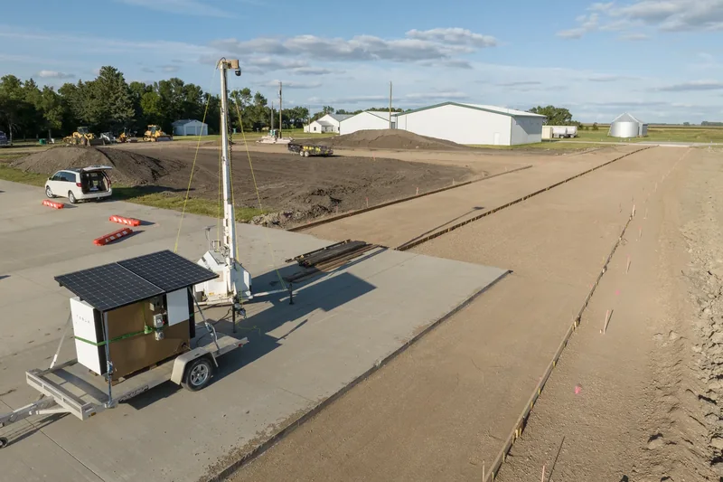 PowerBox deployed beside a construction-site camera tower.